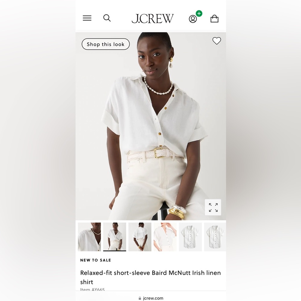 NWT Short Sleeve J Crew White Linen Button Up XXS